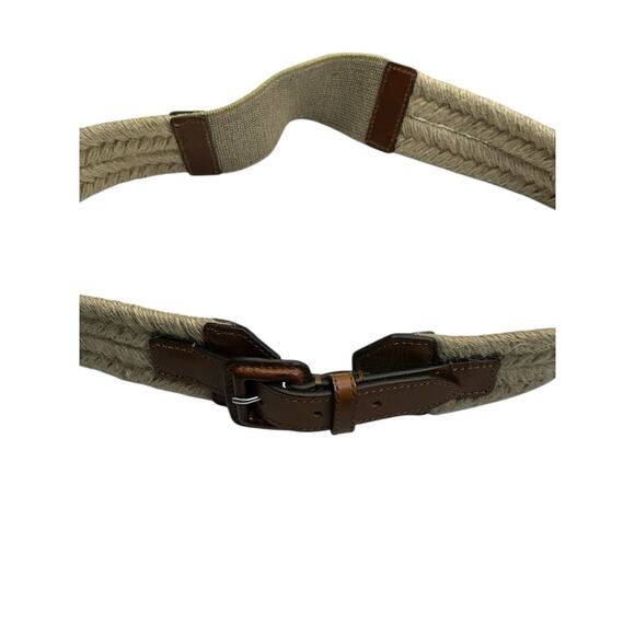 J. Jill Belt Woven Stretch Wood Buckle Leather Trim Brown Size M/L - Picture 8 of 8
